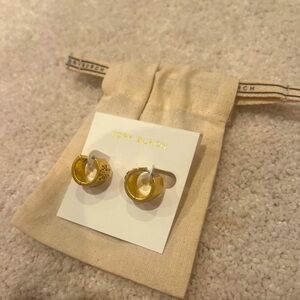 Brand New Tory Burch Britten Huggie - Small & Wide Hoop with Double T Logo